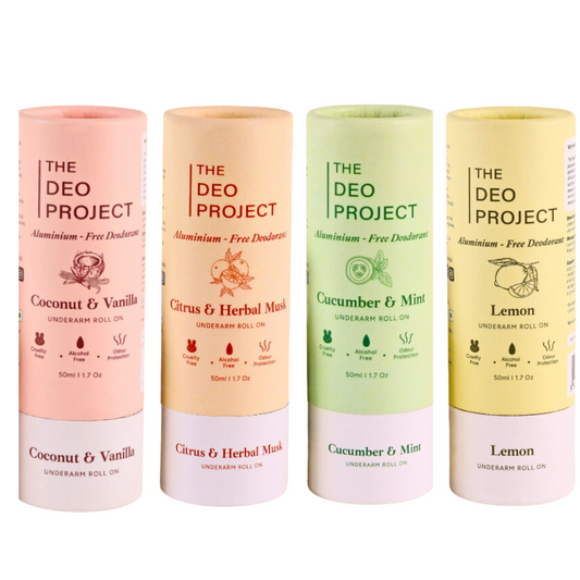 Coconut, Lemon, Citrus Herbal Musk, Cucumber & Mint (Pack of 4 - 50ML Each)